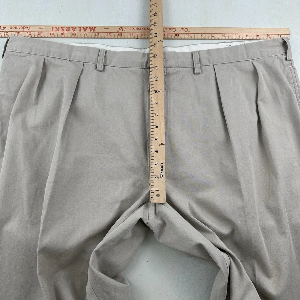 Polo Ralph Lauren Andrew Pleated Chino Pants Mens 49x30 Tan Oatmeal Cotton Big